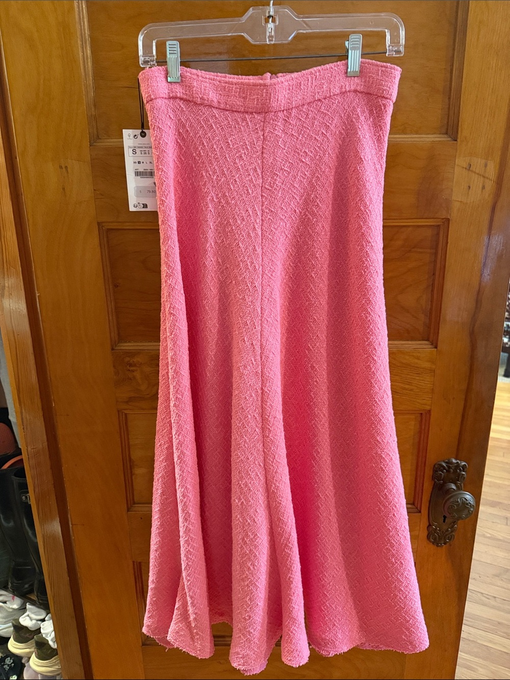 Brand New Zara Pink Textured A-Line Skirt